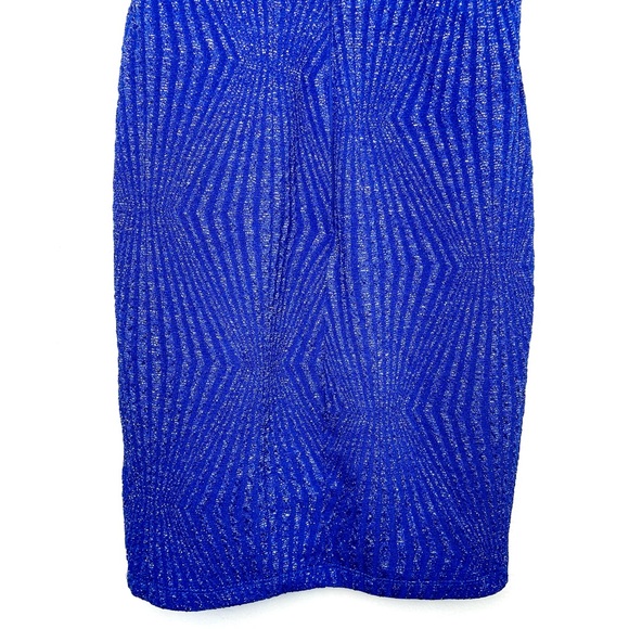 Charlotte Russe Electric Blue Cutout Halter Mini Dress XS Metallic Semi Formal - Picture 15 of 15